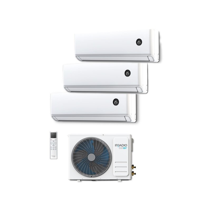 Condizionatore con pompa di calore R32 unità esterna + trial split Irradio Belair 27.000 BTU + 9000 BTU + 9000 BTU