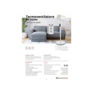 Termoventilatore 2in1 aria fredda e calda cromato Melchioni Family con telecomando - 118620066