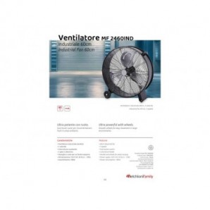 Ventilatore industriale a 3 velocità Melchioni Family con ruote nero Ø 60 cm 118620063