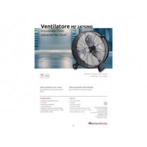 Ventilatore industriale a 3 velocità Melchioni Family con ruote nero Ø 75 cm 118620064