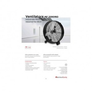 Ventilatore industriale a 3 velocità Melchioni Family con ruote nero Ø 90 cm 118620076