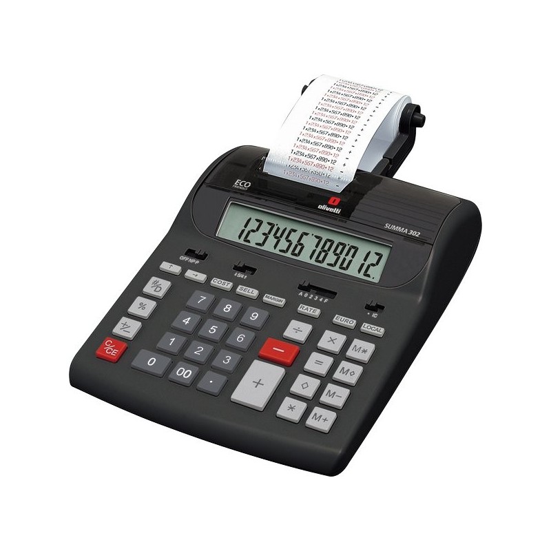 Calcolatrice scrivente da tavolo OLIVETTI Summa 302EU con display LCD a 12 cifre nero - B4645 000_436264