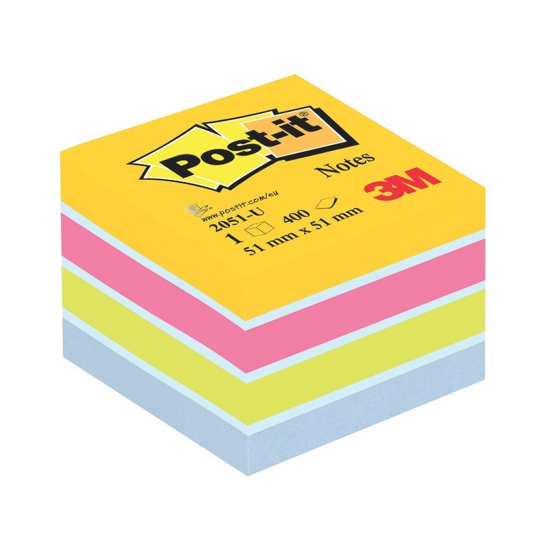 Foglietti riposizionabili colorati Post-it® Notes Minicubo Ultra 51x51 mm assortiti 400 ff - 2051-U