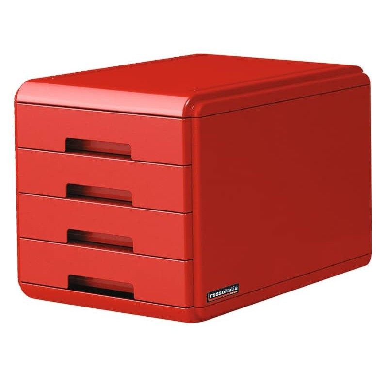Cassettiera 4 cassetti ARDA \\"Rosso Italia Collection\\" polistirolo e materiale infrangibile rosso - 18P4PRIR_159816
