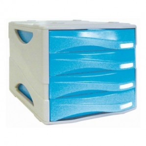 Cassettiera 4 cassetti ARDA Smile polistirolo antiurto e materiale infrangibile grigio/azzurro - TR15P4PBL_420859