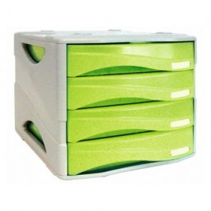 Cassettiera 4 cassetti ARDA Smile polistirolo antiurto e materiale infrangibile grigio/verde - TR15P4PV_420794