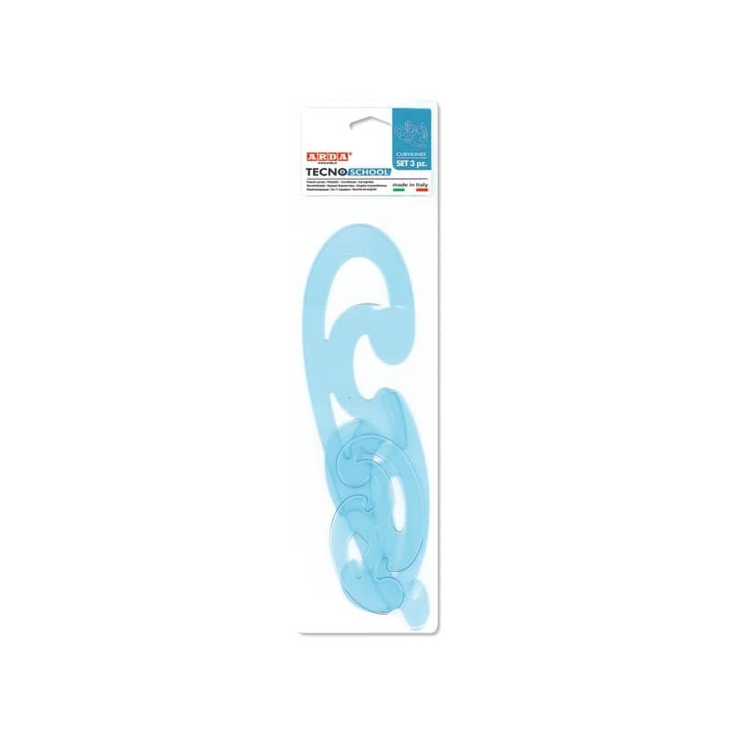 Set curvilinee ARDA Serie Tecnoschool polistirolo termoresistente azzurro trasparente Conf. 3 pezzi - 41200_408592