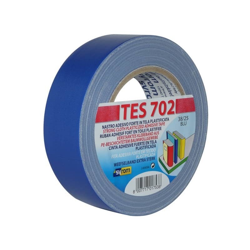 Nastro adesivo in tela Tes 702 SYROM formato 38mm x 25 m - materiale tela plastificata blu - 1753_258862