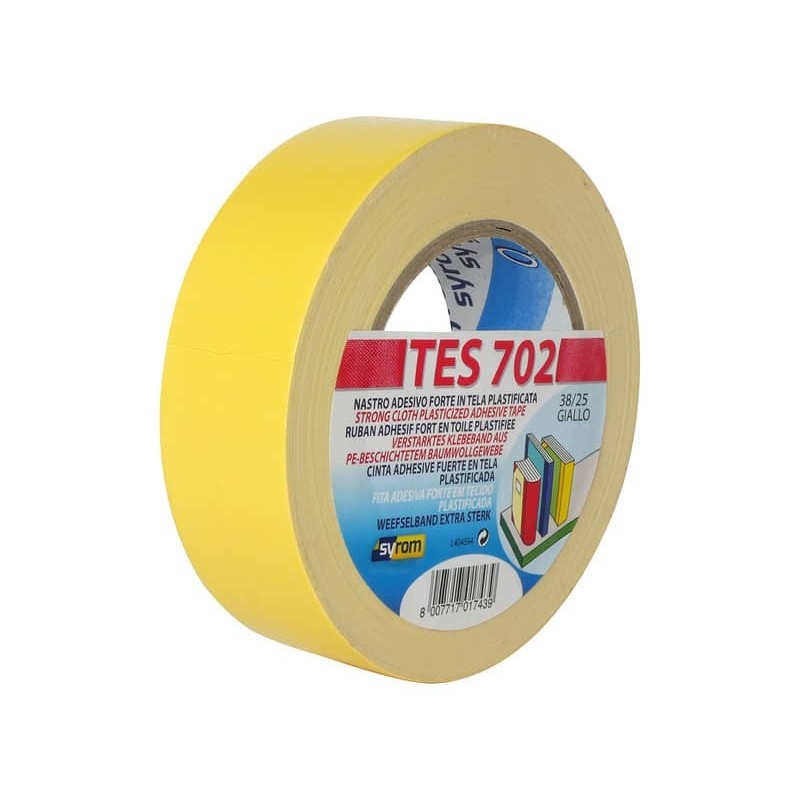 Nastro adesivo in tela Tes 702 SYROM formato 38 mm x 25 m - materiale tela plastificata giallo - 1743_258870