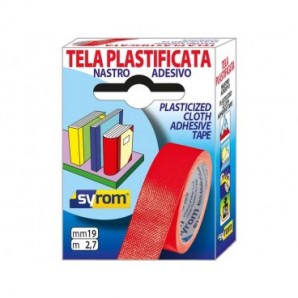 Nastro adesivo in tela Tes 702 SYROM formato 19 mm x 2,7 m - materiale tela plastificata rosso - 7565_258684