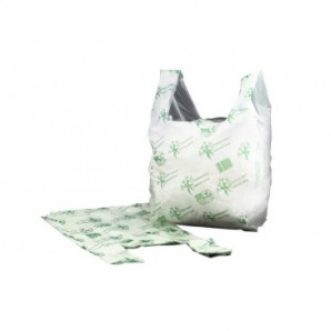 Shopper NESSUNO in mater-bi biodegradabile verde 27+7,5+7,5x50 cm cartone da 500 pz - 21381_33581X