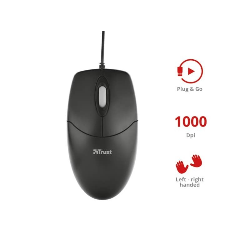 Mouse con filo Trust Voca Comfort 800-2400 dpi nero - Prontoffice