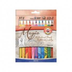 Astuccio matite multicolore KOH-I-NOOR legno di cedro 12 colori 12 matite + 1 blender - H3408013_84865X