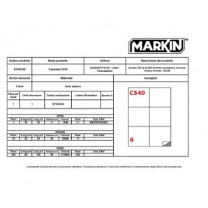 Etichette bianche MARKIN permanenti 105x99 mm senza margine conf. da 600 etichette - X210C540_137190