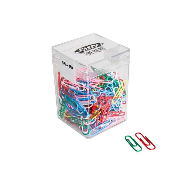 Fermagli Leone in filo ricoperto da plastica colorata misure assortite scatola da 125 pz. - FXPB125GMIX_601784