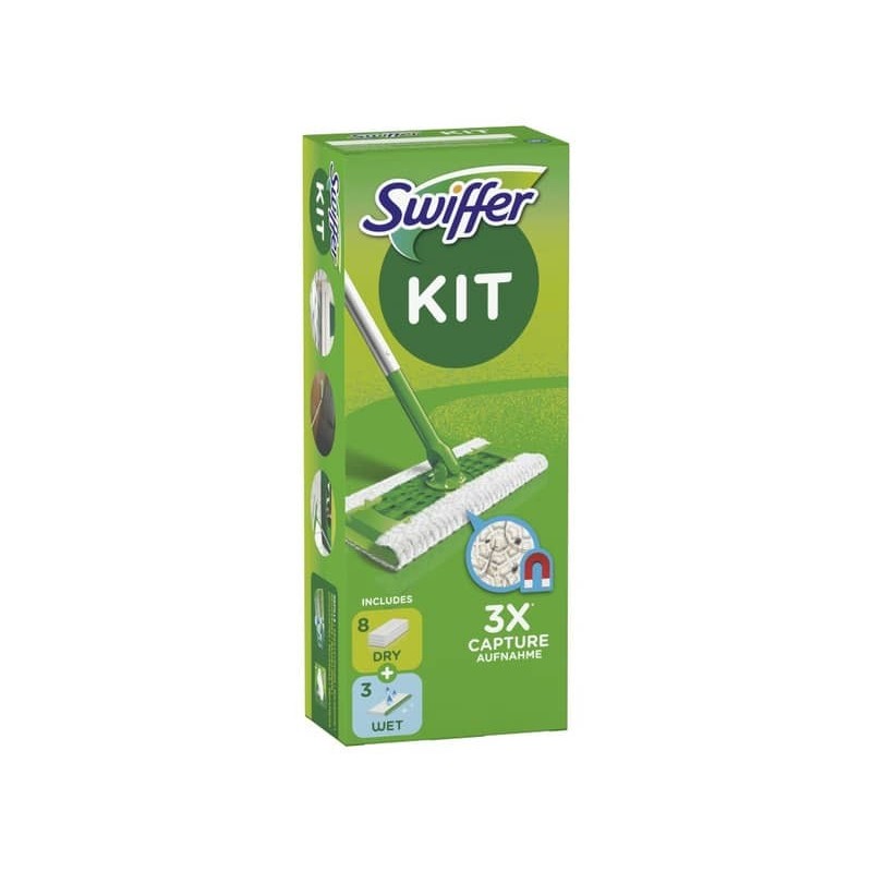 Starter Kit catturapolvere Swiffer Dry verde scopa + 8 panni - PG075