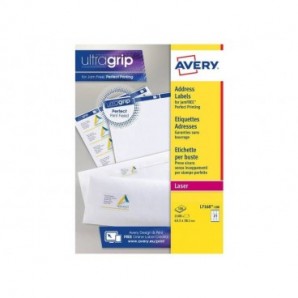 Etichette bianche per indirizzi AVERY Ultragrip™ 63,5x38,1 mm 100 fogli - L7160-100_248548