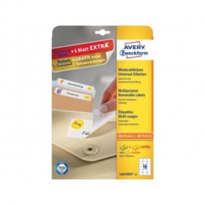 Etichette bianche rimovibili AVERY 63,5 x 46,6mm 25 fogli - L6025REV-25_387968