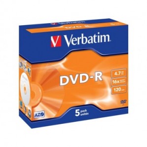 DVD-R Verbatim Jewel Case 4.7 GB - velocità 16x conf. da 5 - 43519