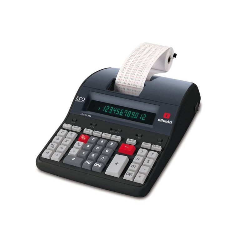 Calcolatrice scrivente da tavolo 3,6 linee/secondo OLIVETTI Logos 912 con  display LCD a 12 cifre nero - B5897 000_436906