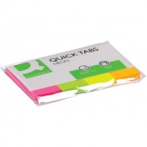 Segnapagina Q-Connect Index Marker neon 20x50 mm assortiti dispenser 4 blocchetti da 50 - KF01226