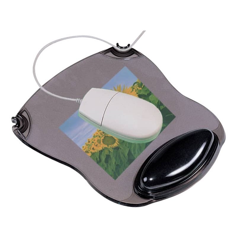 Tappetino per mouse Q-Connect con poggiapolsi in gel 22x26x2,8 cm grigio  trasparente - KF20084