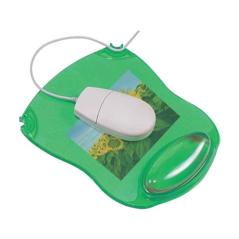 Tappetino per mouse Q-Connect con poggiapolsi in gel 22x26x2,8 cm verde  trasparente - KF20086