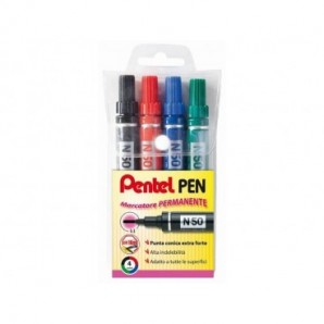 Marcatore permanente Pentel Pen N50 punta conica 4,3 mm assortiti 4 pezzi - 0050503_238246