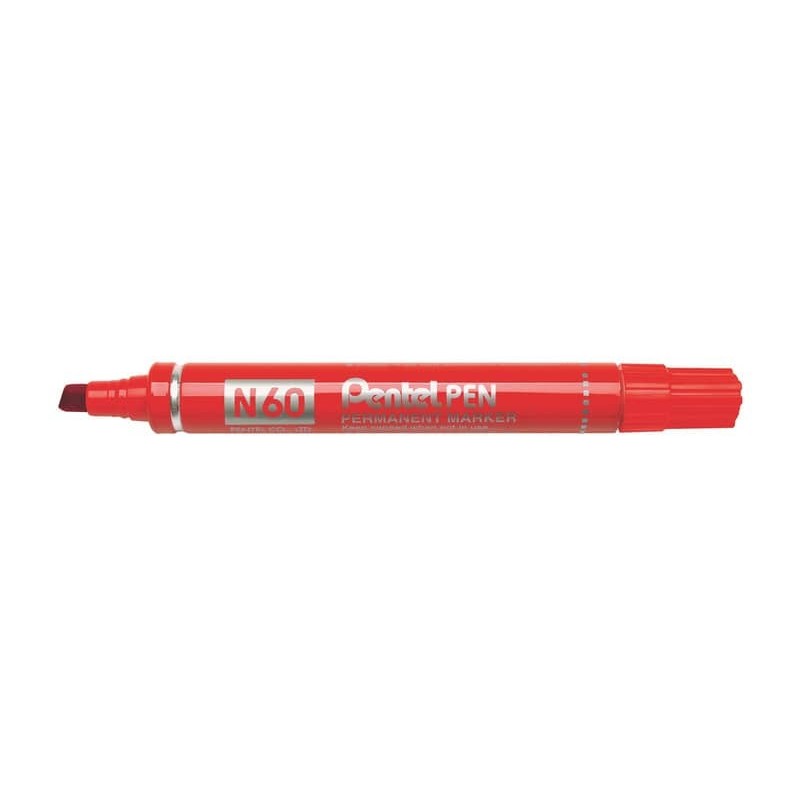 Marcatore permanente Pentel N60 punta a scalpello 3,9-5,7 mm rosso N60-B_117948