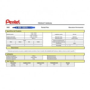 Marcatore permanente Pentel N60 con punta a scalpello 3,9/5,7 mm assortiti 4 pezzi - 0050504_238251