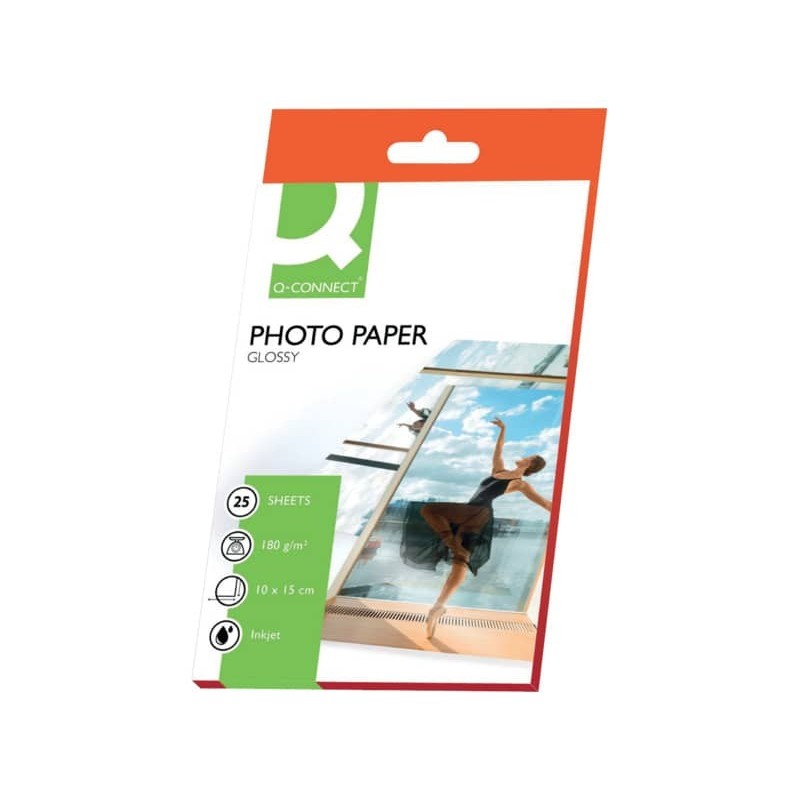 Carta fotografica Inkjet Q-Connect 10x15cm bianco 180 g/m² lucida conf. da 25 fogli - KF01905