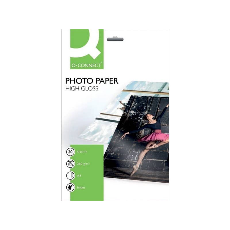 Carta fotografica Inkjet Q-Connect A4 bianco 260 g/m² lucida conf. da 20  fogli - KF02163