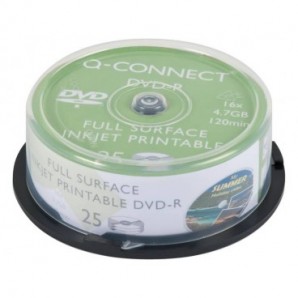DVD-R Q-Connect Spindle 16x 120 min stampabile conf. da 25 pezzi - KF18021