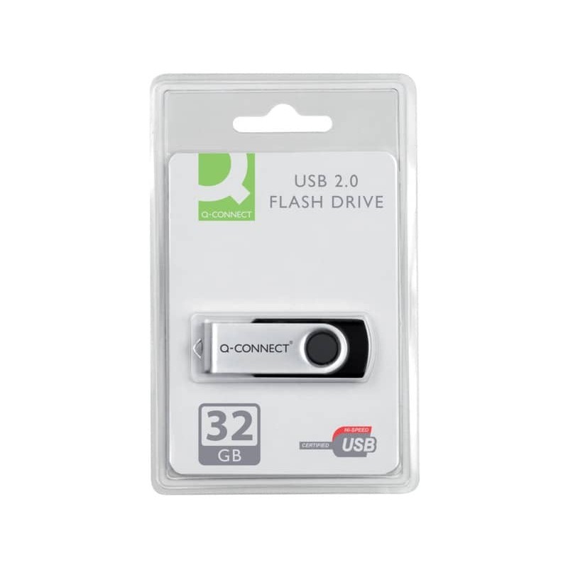 Chiavetta USB Q-Connect High Speed 2.0 nero 32 GB con cappuccio di protezione KF76970