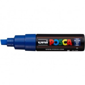 Marcatore a tempera POSCA Uni-Ball punta a scalpello 8 mm blu M PC8K B_270604