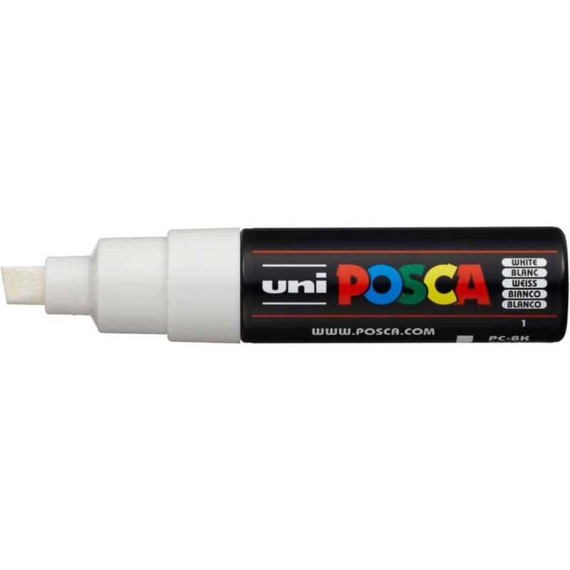Marcatore a tempera POSCA Uni-Ball punta a scalpello 8 mm bianco M PC8K BI_270580