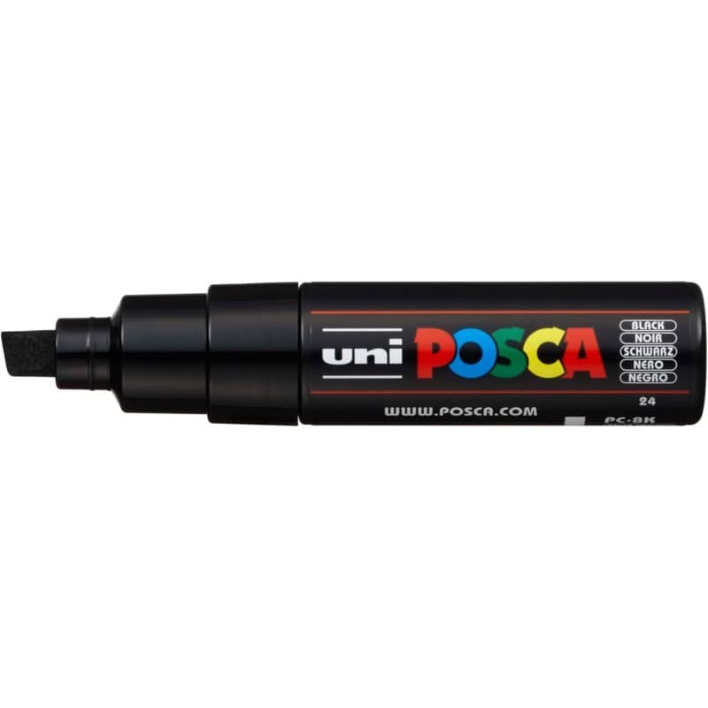 Marcatore a tempera POSCA Uni-Ball punta a scalpello 8 mm nero M PC8K N_270598