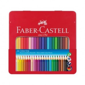 Matite colorate Faber-Castell Colour Grip  assortiti astuccio di metallo da 24 - 112423_244807