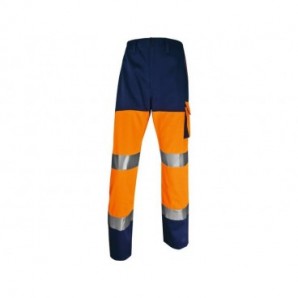 Pantaloni da lavoro DELTA PLUS ad alta visibilità - classe 2 - 5 tasche - argento arancio fluo-blu - M - PHPA2OMTM