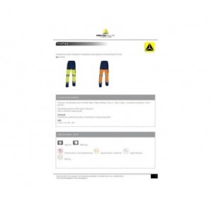 Pantaloni da lavoro DELTA PLUS ad alta visibilità - classe 2 - 5 tasche - argento arancio fluo-blu - L - PHPA2OMGT