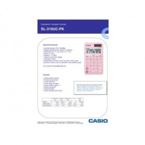 Calcolatrici scientifiche CASIO tascabile 10 cifre - solare e batteria Rosa - SL-310UC-PK_939156