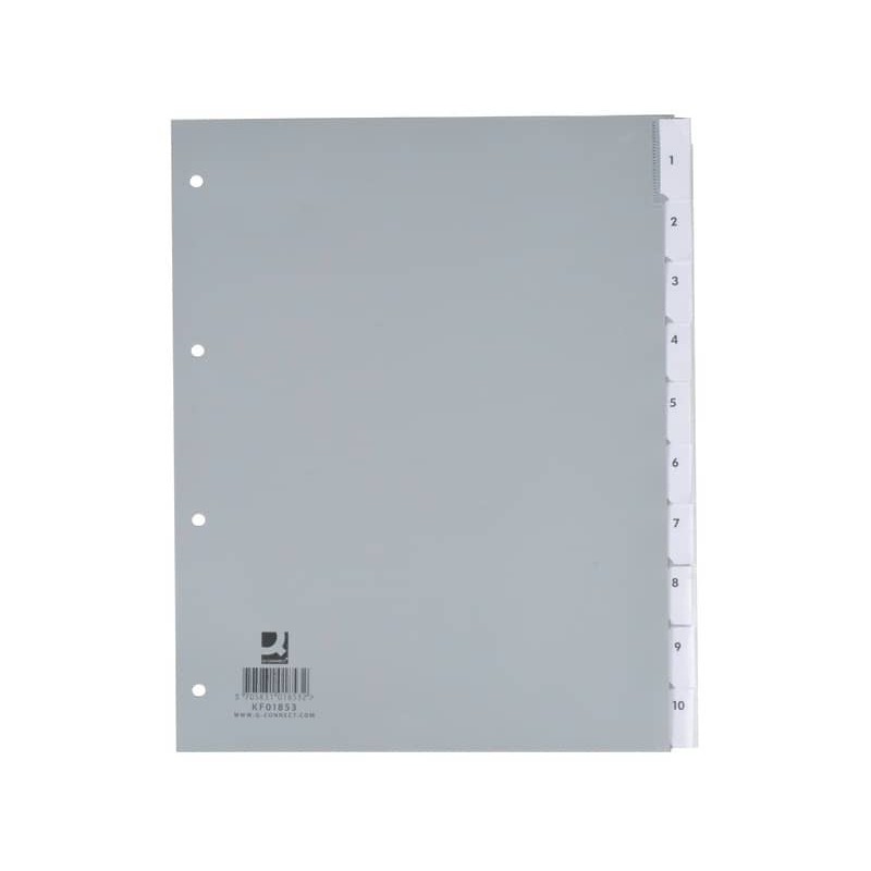 Divisore personalizzabile Q-Connect grigio 24,5x29,7 cm ppl 10 pagine KF01853