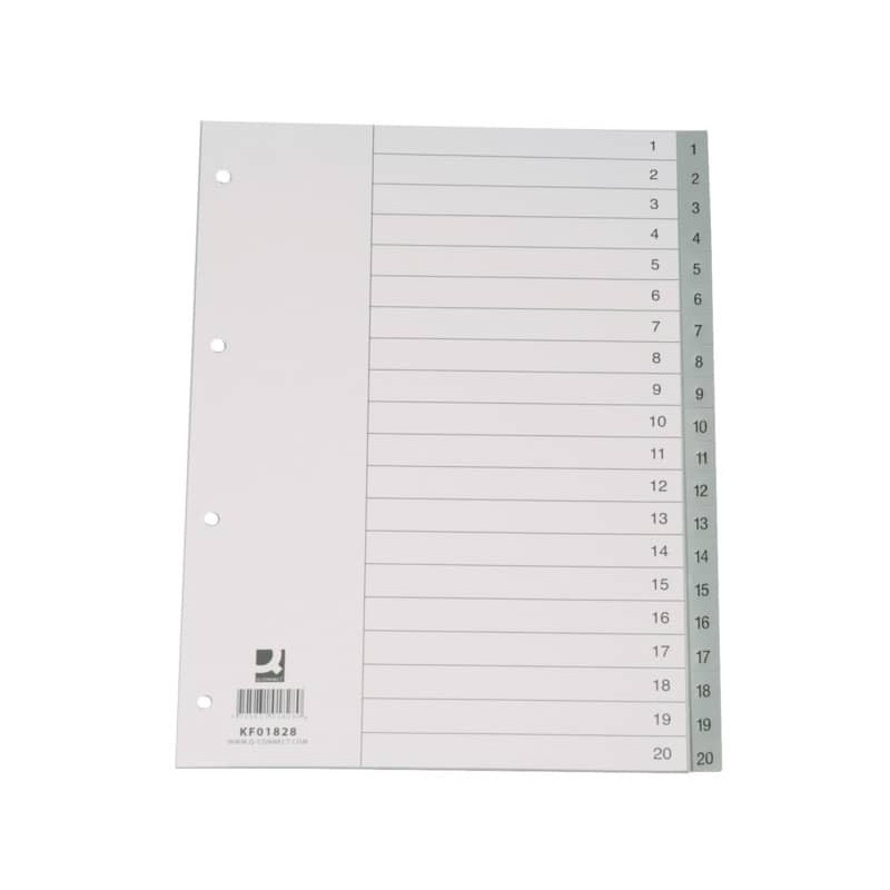 Divisore numerico Q-Connect grigio 22,5x29,7 cm ppl 1-20 KF01828