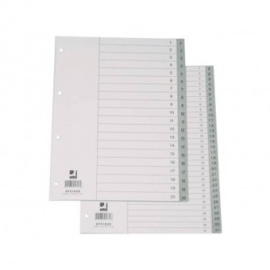 Divisore numerico Q-Connect grigio 22,5x29,7 cm ppl 1-20 KF01828