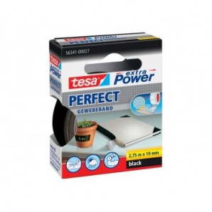 Nastro adesivo in tela tesa extra Power®Perfect plastificato 19 mm x 2,75 m nero - 56341-00027-03