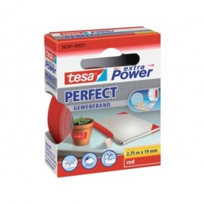 Nastro adesivo in tela tesa extra Power®Perfect plastificato 19 mm x 2,75 m rosso - 56341-00031-03