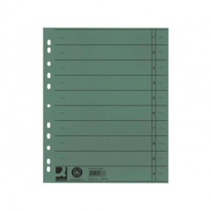 Separatore per archivio con perforazione universale Q-Connect 24x30 cm 230 g/m² verde conf. da 100 - KF02788