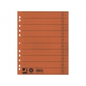 Separatore per archivio con perforazione universale Q-Connect 24x30 cm 230 g/m² arancio conf. da 100 - KF02790
