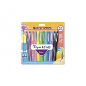 Penne punta fibra Paper Mate Flair/Nylon Tropical Vacation 1,0 mm assortiti bliter da 12 - 1951029