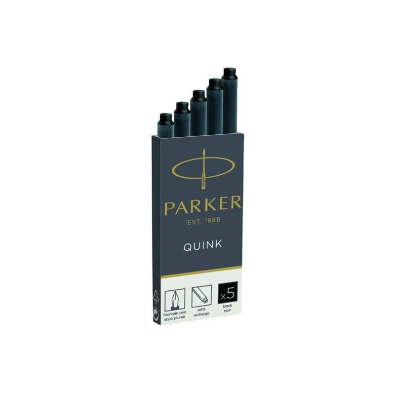 Cartucce inciostro per stilografica Parker Quink nero F confezione da 5 - 1950382_376222